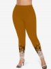 Plus Size Tree Paint Drop Sparkling Sequin Glitter 3D Print Leggings -  