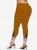 Plus Size Tree Paint Drop Sparkling Sequin Glitter 3D Print Leggings -  