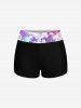 Glitter Sparkling Ombre Galaxy Floral Print Boyleg Tankini Swimsuit (Adjustable Shoulder Strap) -  