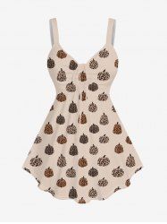 Plus Size Leopard Pumpkin Print Cinched Backless Tank Top -  