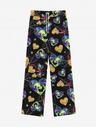 Pantalon de Survêtement avec Cordon de Serrage à Imprimé Cœur Manches Chauve-Souris et Galaxie pour la Saint-Valentin - Noir 4XL