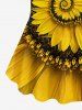 Plus Size Sunflower Swirls Print T-shirt -  
