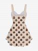 Plus Size Leopard Pumpkin Print Cinched Backless Tank Top -  