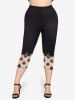 Plus Size Leopard Pumpkin Print Capri Leggings -  