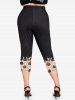 Plus Size Leopard Pumpkin Print Capri Leggings -  