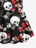 Ensemble Tankini Imprimé Squelette de Poisson Floral à Bretelles à Dos Nu (Haut) - Noir XS