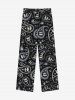 Gothic Skulls Heart Paisley Print Valentines Drawstring Wide Leg Sweatpants For Men -  