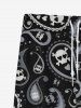 Gothic Skulls Heart Paisley Print Valentines Drawstring Wide Leg Sweatpants For Men -  