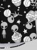 Gothic Turn-down Collar Skull Alien Candy Ice Cream Stars Print Buttons Shirt For Men -  
