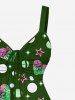 Plus Size Valentine's Day Heart Moon Star Colorblock Glitter Sparkling Sequin 3D Print Cinched Tank Top -  