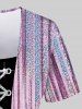 Plus Size Grommets Lace Up Sparkling Sequin Stripes Glitter 3D Print 2 In 1 T-shirt -  