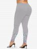 Plus Size Diamond Sparkling Sequin Glitter 3D Print Leggings -  