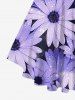 Plus Size Sunflower Glitter Sparkling Sequin 3D Print Lattice Crisscross Flare Short Sleeve T-shirt -  