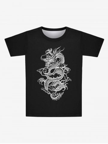 Gothic Dragon Cloud Print Short Sleeves T-shirt For Men - BLACK - XL
