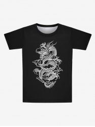 T-shirt Imprimé Nuage du Dragon à Manches Courtes pour Homme - Noir 8XL