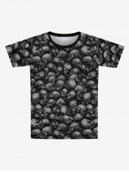 T-shirt Gothique Déchiré 3D Crâne Imprimée Manches Courtes à Col Rond pour Homme - Noir XL