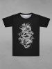 T-shirt Imprimé Nuage du Dragon à Manches Courtes pour Homme - Noir XL