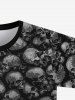 T-shirt Gothique Déchiré 3D Crâne Imprimée Manches Courtes à Col Rond pour Homme - Noir 2XL