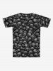 T-shirt Gothique Déchiré 3D Crâne Imprimée Manches Courtes à Col Rond pour Homme - Noir 7XL