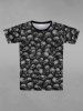 T-shirt Gothique Déchiré 3D Crâne Imprimée Manches Courtes à Col Rond pour Homme - Noir 7XL