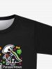 T-shirt Graphique Dinosaure Squelette Cœur Mignon Imprimés à Manches Courtes pour Homme - Noir S