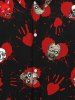Gothic Turn-down Collar Bloody Heart Palm Skulls Print Valentines Buttons Shirt For Men -  