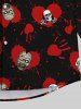 Gothic Turn-down Collar Bloody Heart Palm Skulls Print Valentines Buttons Shirt For Men -  