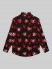 Gothic Turn-down Collar Bloody Heart Palm Skulls Print Valentines Buttons Shirt For Men -  