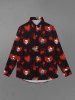 Gothic Turn-down Collar Bloody Heart Palm Skulls Print Valentines Buttons Shirt For Men -  