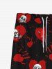 Pantalon de Survêtement avec Cordon de Serrage à Imprimé Crânes et Cœur pour la Saint-Valentin - Noir 2XL