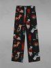 Gothic Distressed Hand Eye Flower Print Drawstring Wide Leg Sweatpants For Men -  
