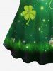 Plus Size Glitter Ombre Galaxy Lucky Four Leaf Clover Flower Grass Print T-shirt -  