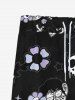 Gothic Skulls Star Sunflower Cartoon Boy Print Drawstring Wide Leg Sweatpants For Men -  