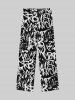 Pantalon de Survêtement D'Ecole avec Cordon de Serrage à Imprimé Lettres Capitales pour Hommes - Noir 2XL