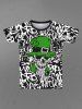 Gothic Messed Letters Lucky Four Leaf Clover Hat Skull Print T-shirt For Men -  