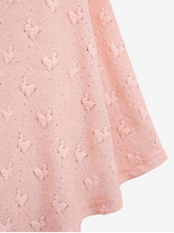 Plus Size Lace Trim Twist Butterfly Embroidery Crochet Hollow Out Textured Top