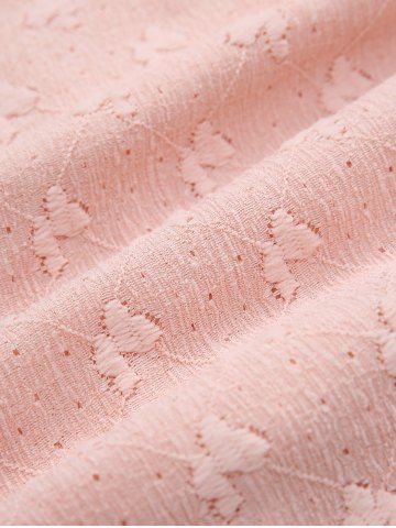 Plus Size Lace Trim Twist Butterfly Embroidery Crochet Hollow Out Textured Top