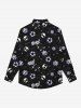 Chemise Gothique Imprimé Crâne et Fleurs à Col Rabattu avec Boutons pour Homme - Noir XL