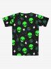 Gothic Alien Moon Star Victory Gesture Galaxy Print Short Sleeves T-shirt For Men -  