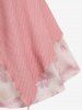 Plus Size Floral Print Mesh Ruffles Ruched Buckle Ribbed Textured Asymmetrical 2 In 1 Dress -  