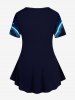 T-shirt Couverture 3D Etoile Chat Galaxie Imprimés de Grande Taille à Manches Courtes - Bleu profond 6X