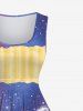 Robe Ligne A Rayée Lapin Œuf Coloré Imprimé de Grande Taille sans Manches - Pourpre  6X