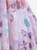 Plus Size Floral Print Hot Stamping Chain Panel Ruched Twist Surplice Ruffles 2 In 1 Blouse -  