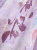 Plus Size Floral Print Hot Stamping Chain Panel Ruched Twist Surplice Ruffles 2 In 1 Blouse -  