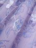 Haut Fleur Imprimée Brodée Perlé Tordu à Epaule Dénudée de Grande Taille - Violet clair M | US 10