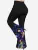 Plus Size Glitter Colorful Watercolor Striped Print Pull On Flare Pants -  