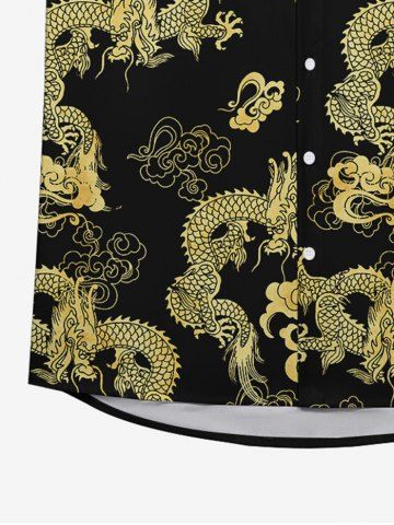 Gothic Dragon Auspicious Cloud Print Button Down Shirt For Men 38 OFF Rosegal