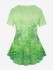 Plus Size St. Patrick's Day Leaf Clover Hat Cat Print T-shirt -  