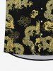 Chemise Nuage de Dragon Lumineux Imprimé Boutonnée pour Homme - Noir M
