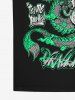Gothic Dragon Hat Skull Letter Chinese Character Print T-shirt For Men -  